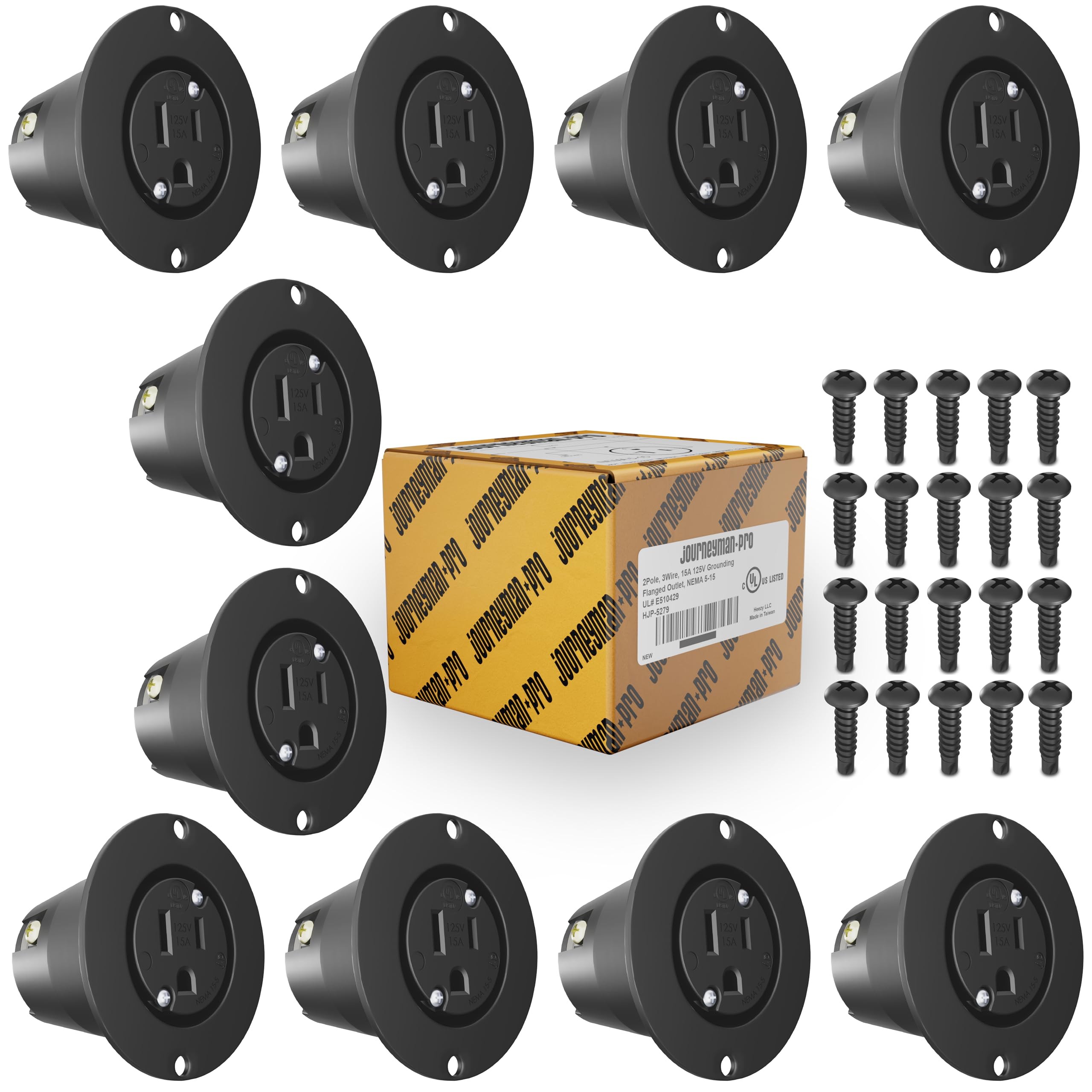 Journeyman-Pro 5279 15 Amp 120-125 Volt, NEMA 5-15 Flanged Outlet